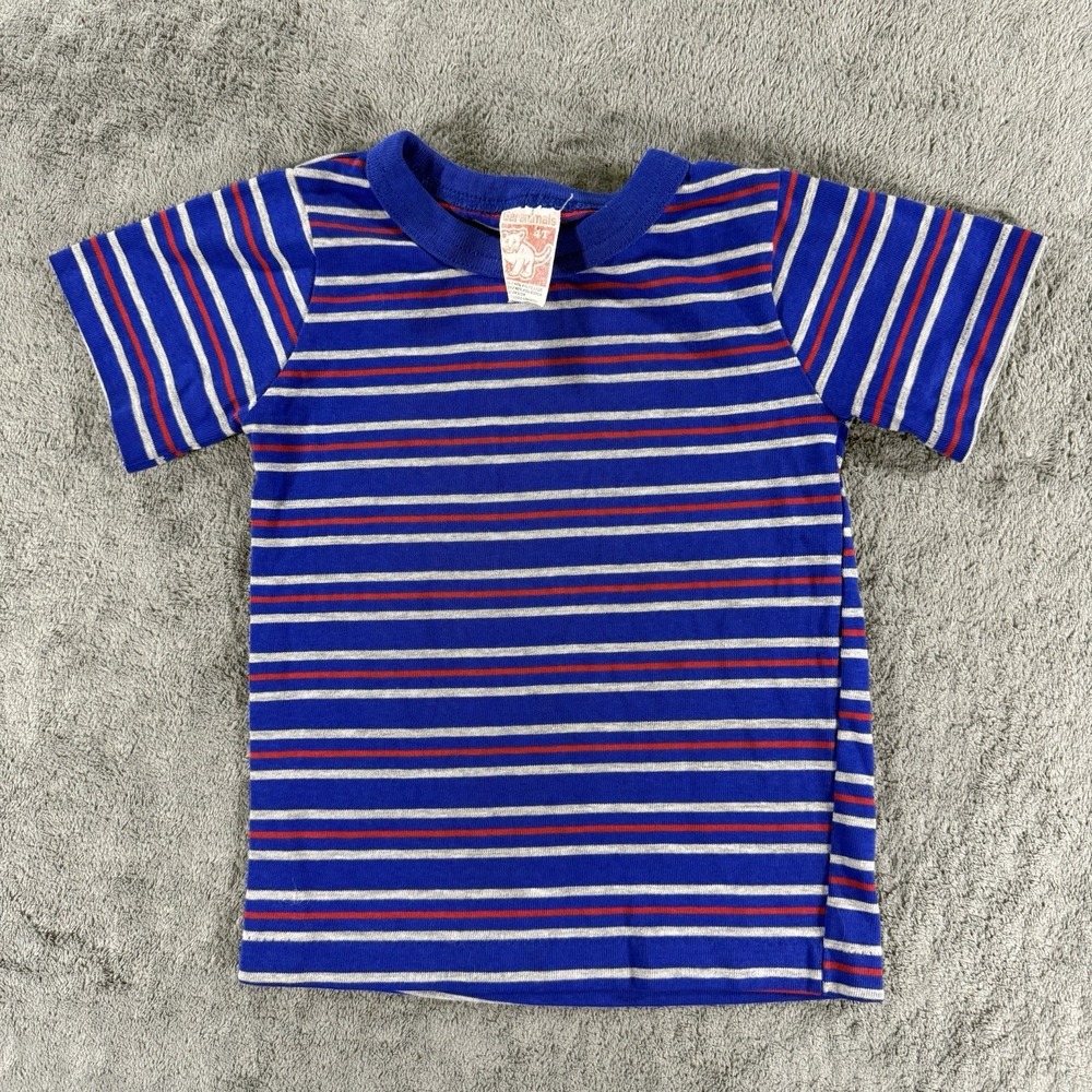 Vintage Garanimals Shirt Boys 4T Striped Short Sleeve Shirt Made In USA